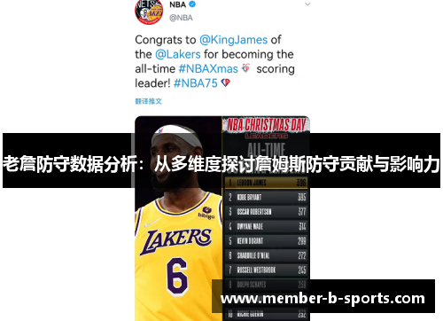老詹防守数据分析：从多维度探讨詹姆斯防守贡献与影响力